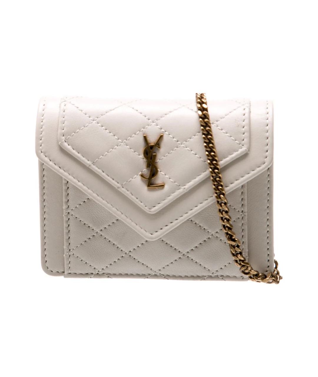 SAINT LAURENT Белая кожаная сумка через плечо, фото 7