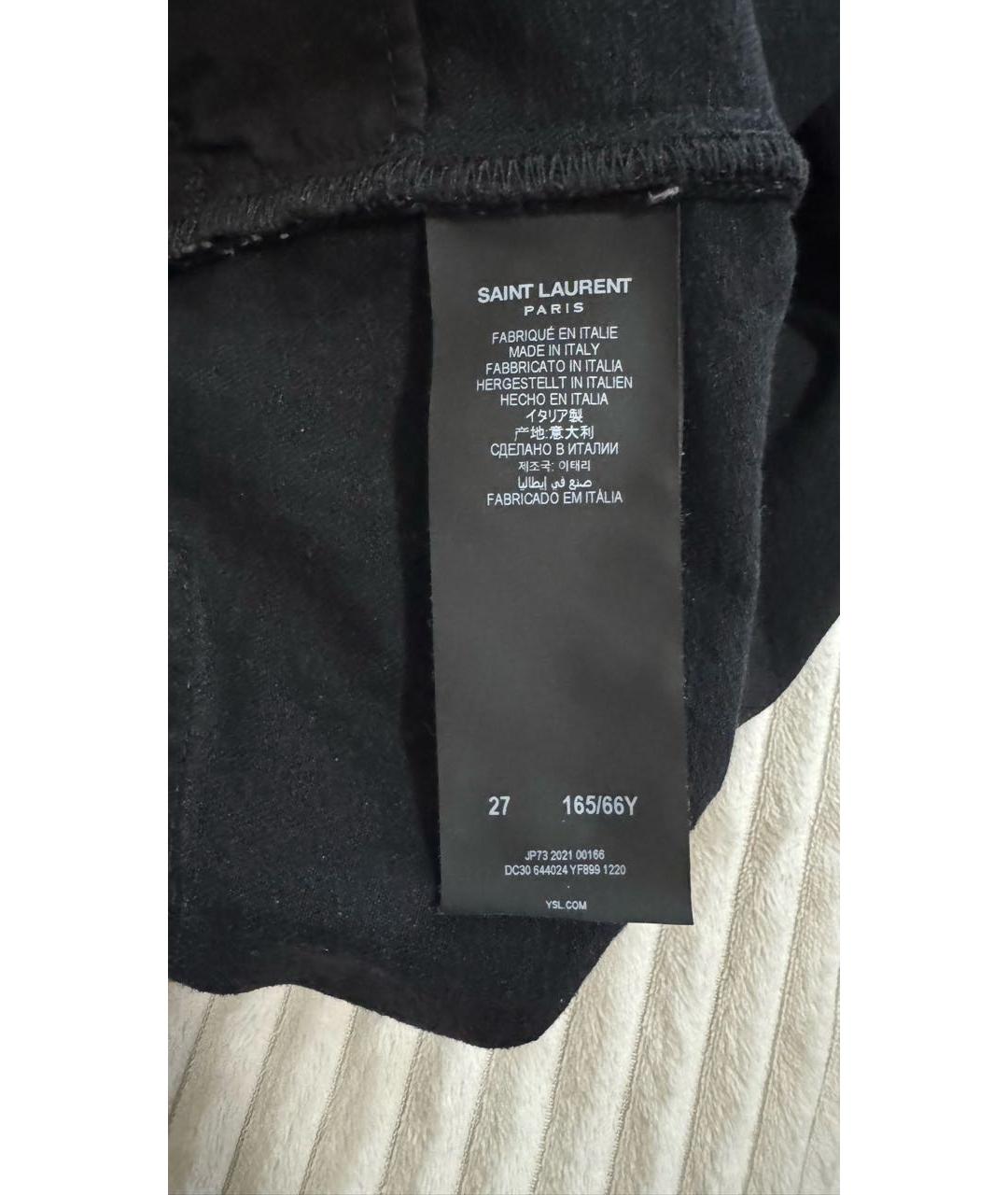 SAINT LAURENT Черные хлопковые джинсы слим, фото 4