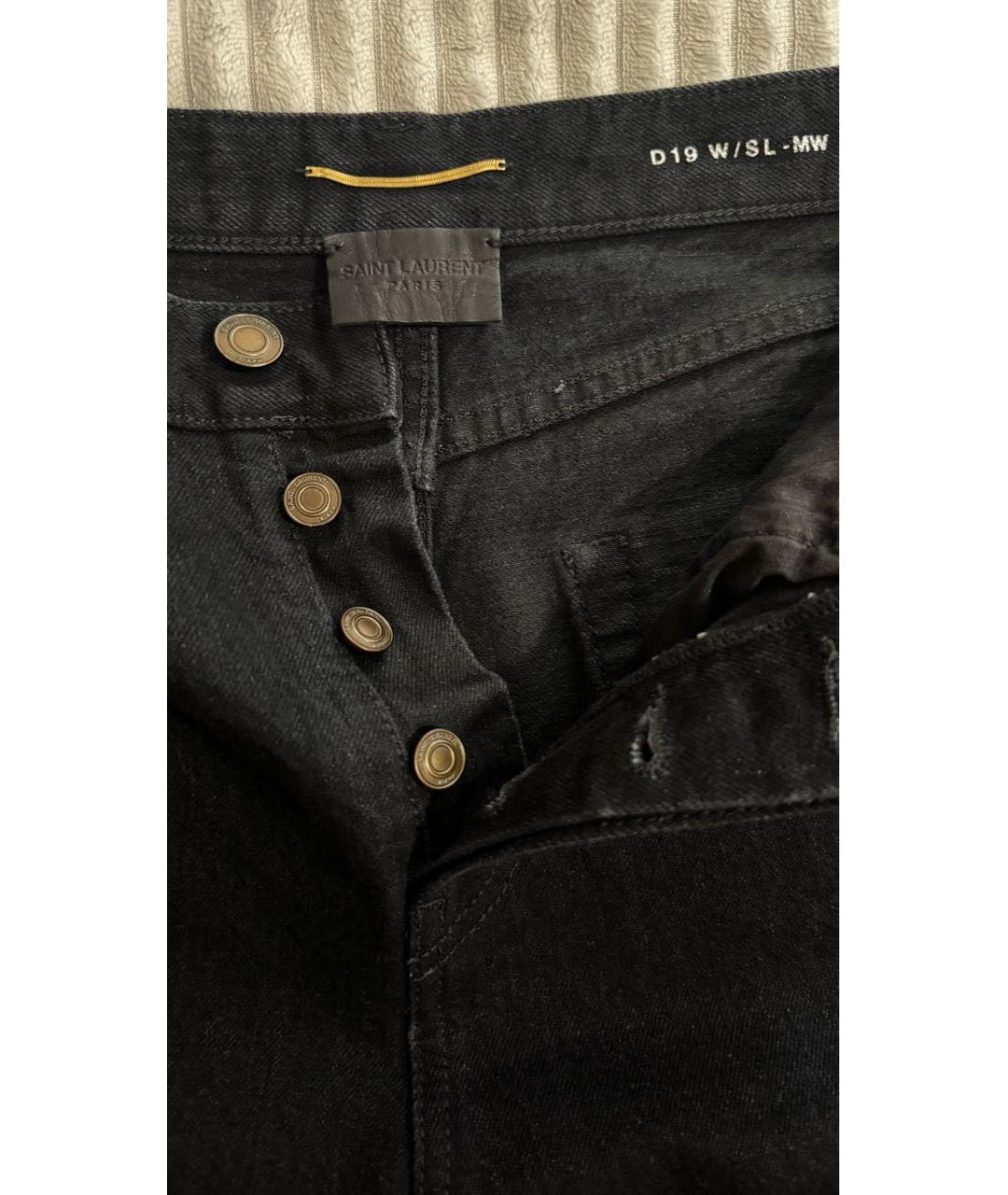 SAINT LAURENT Черные хлопковые джинсы слим, фото 3