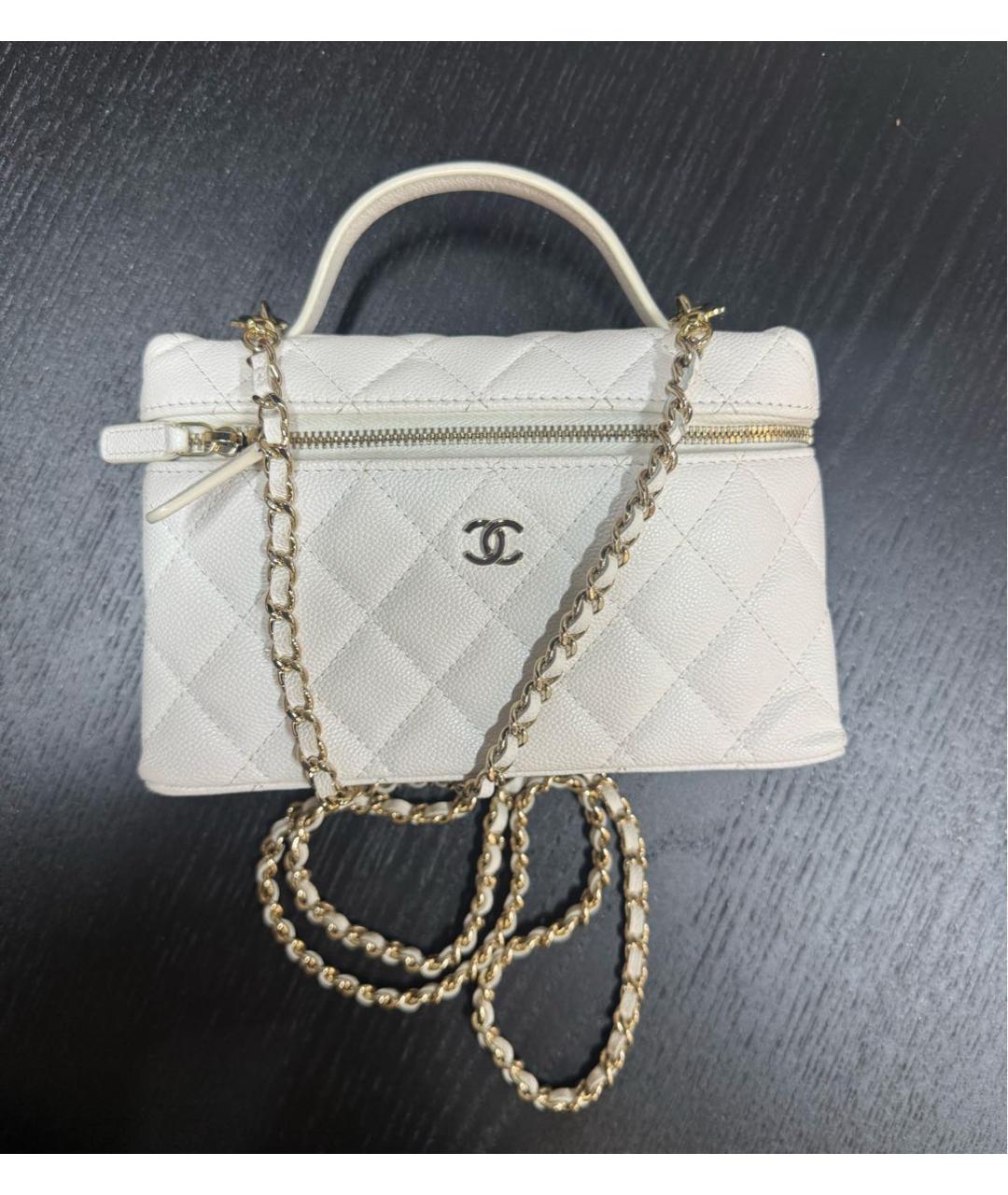 CHANEL Белая кожаная сумка через плечо, фото 5