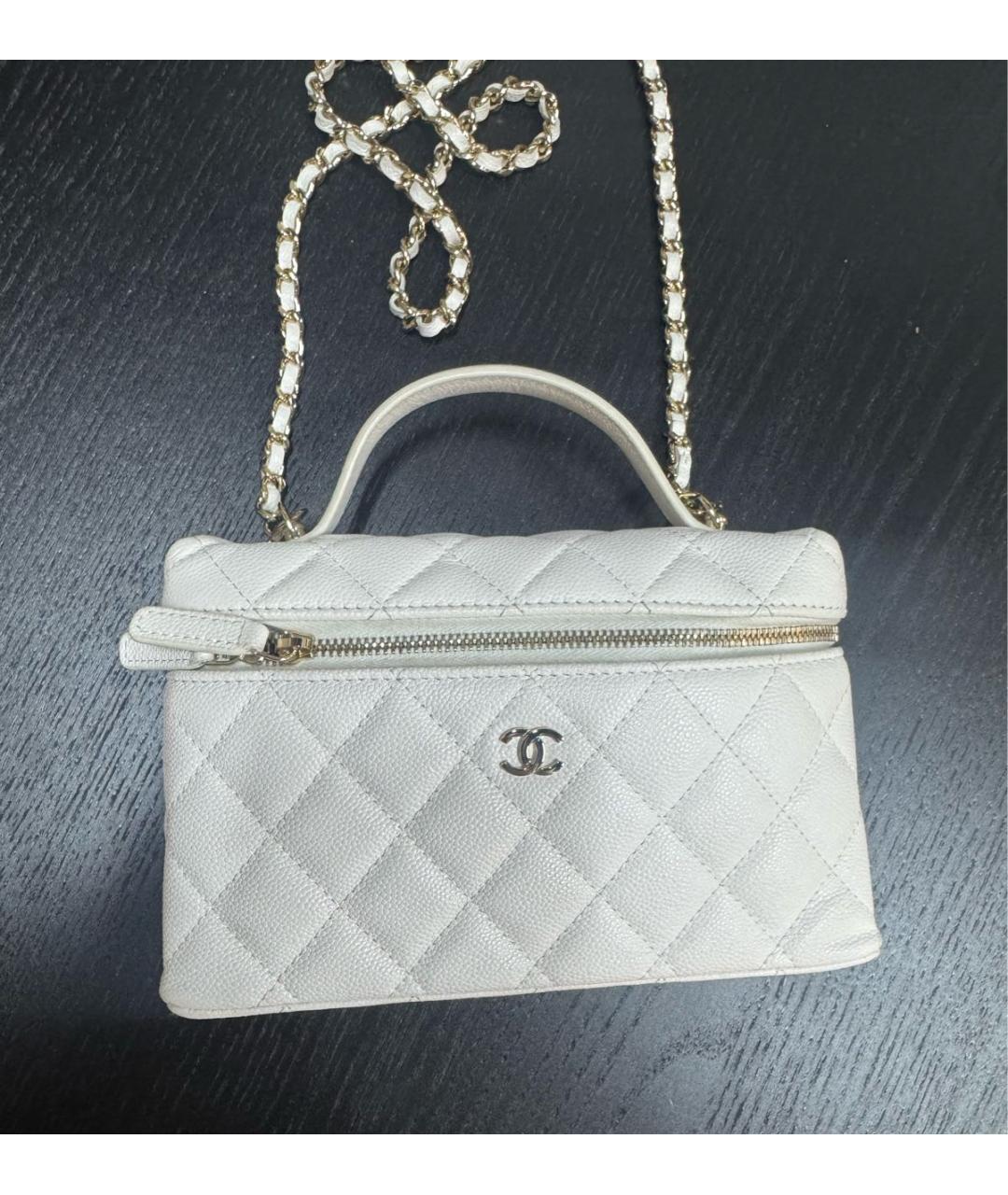 CHANEL Белая кожаная сумка через плечо, фото 2