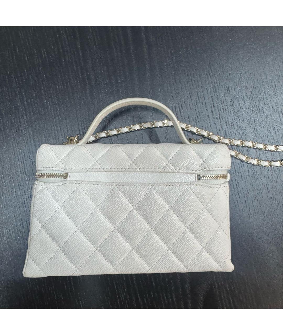 CHANEL Белая кожаная сумка через плечо, фото 3