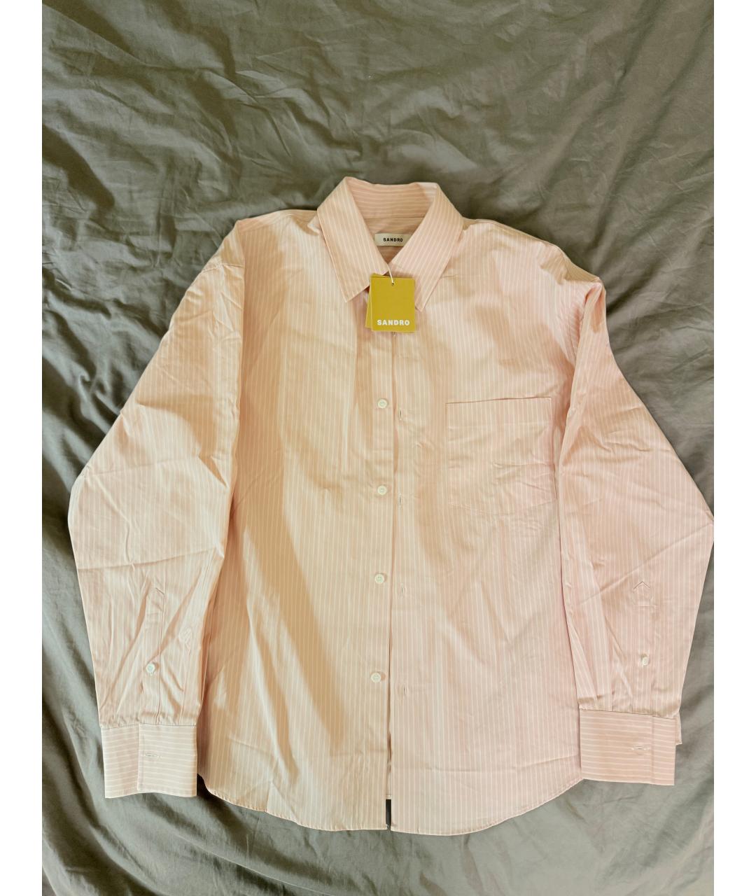 SANDRO Розовая хлопковая классическая рубашка, фото 6