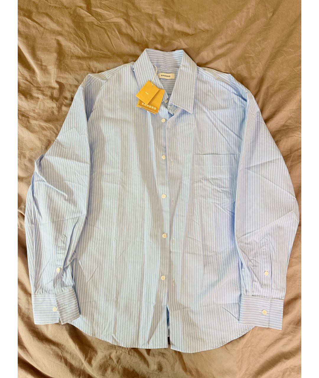 SANDRO Голубая хлопковая классическая рубашка, фото 6