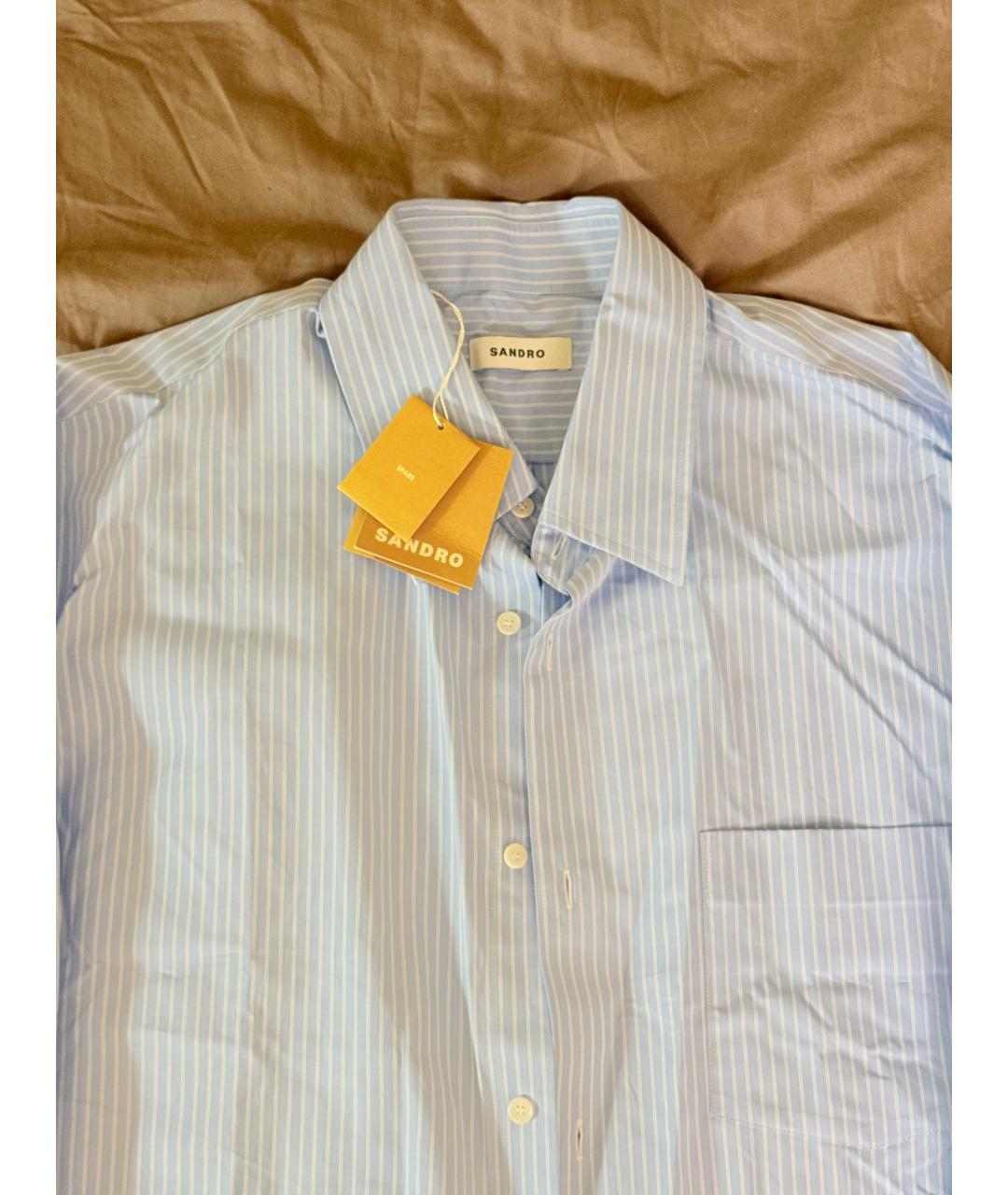 SANDRO Голубая хлопковая классическая рубашка, фото 3