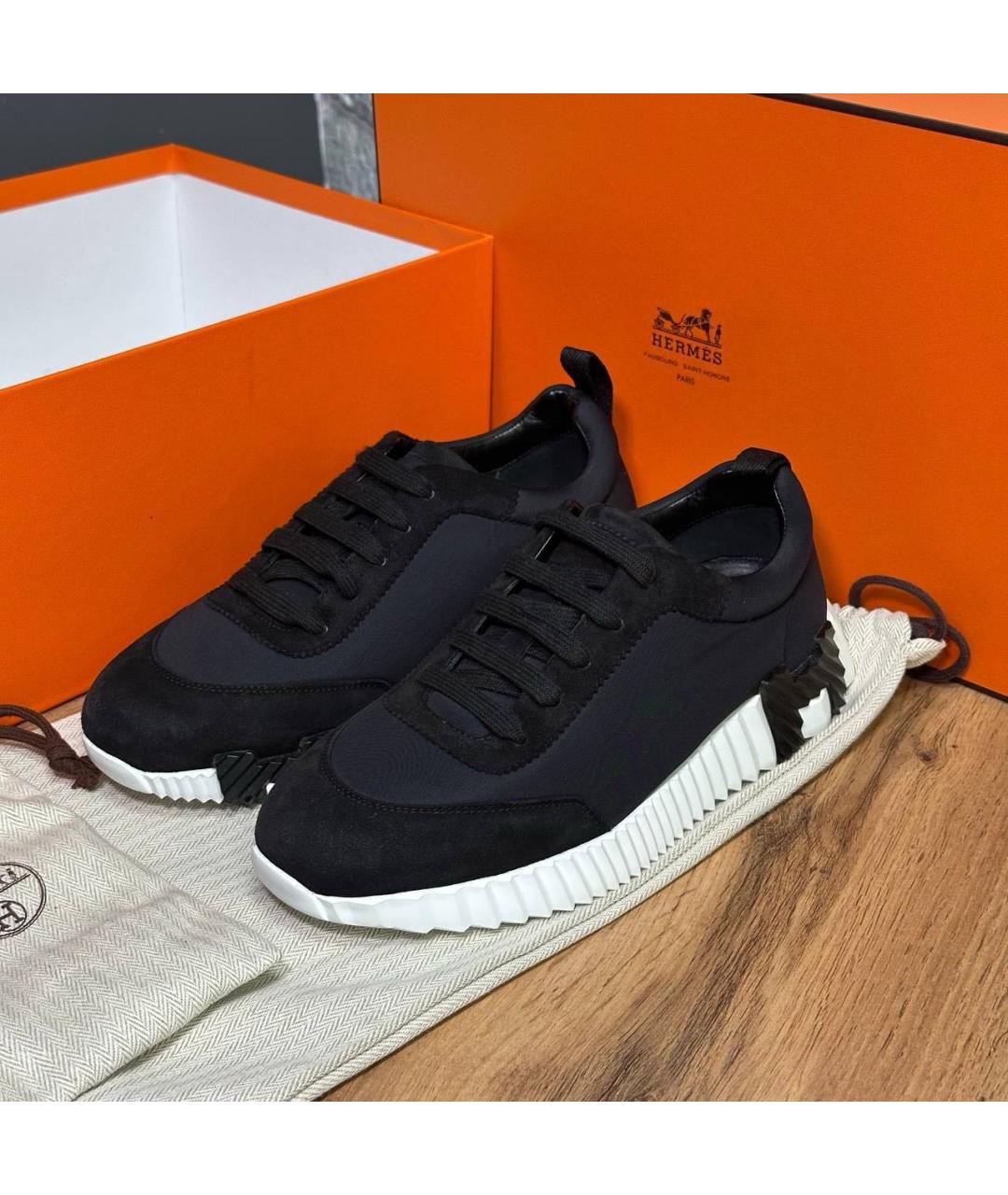 HERMES Черные замшевые кроссовки, фото 3