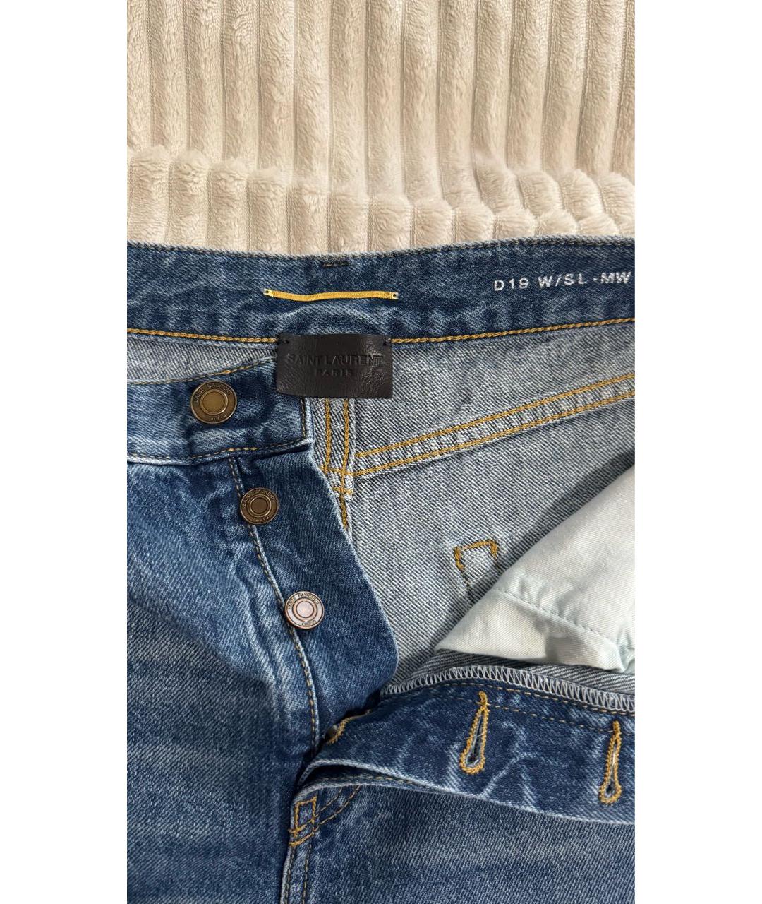 SAINT LAURENT Синие хлопковые джинсы слим, фото 3