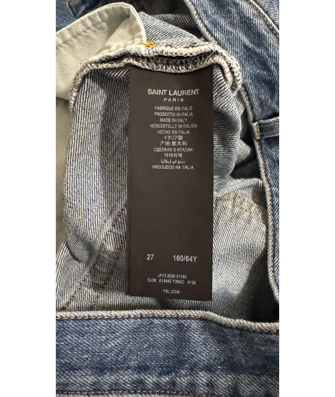 SAINT LAURENT Синие хлопковые джинсы слим, фото 4