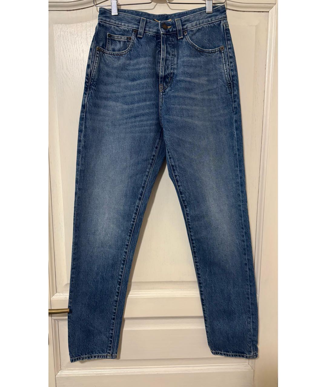 SAINT LAURENT Синие хлопковые джинсы слим, фото 5