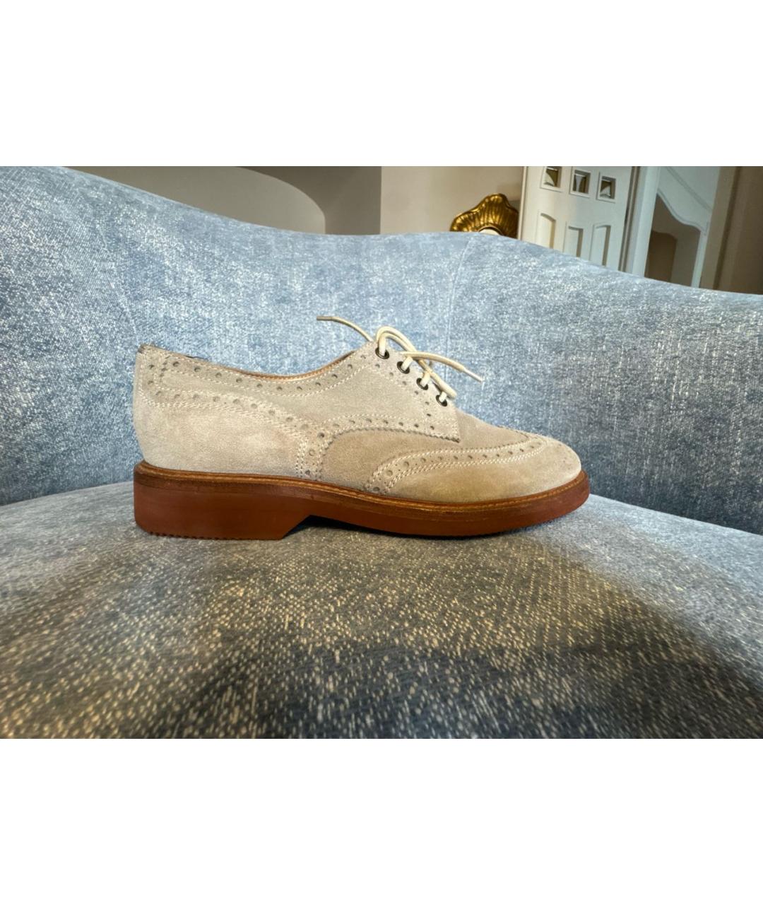 BRUNELLO CUCINELLI Бежевые замшевые лоферы, фото 7