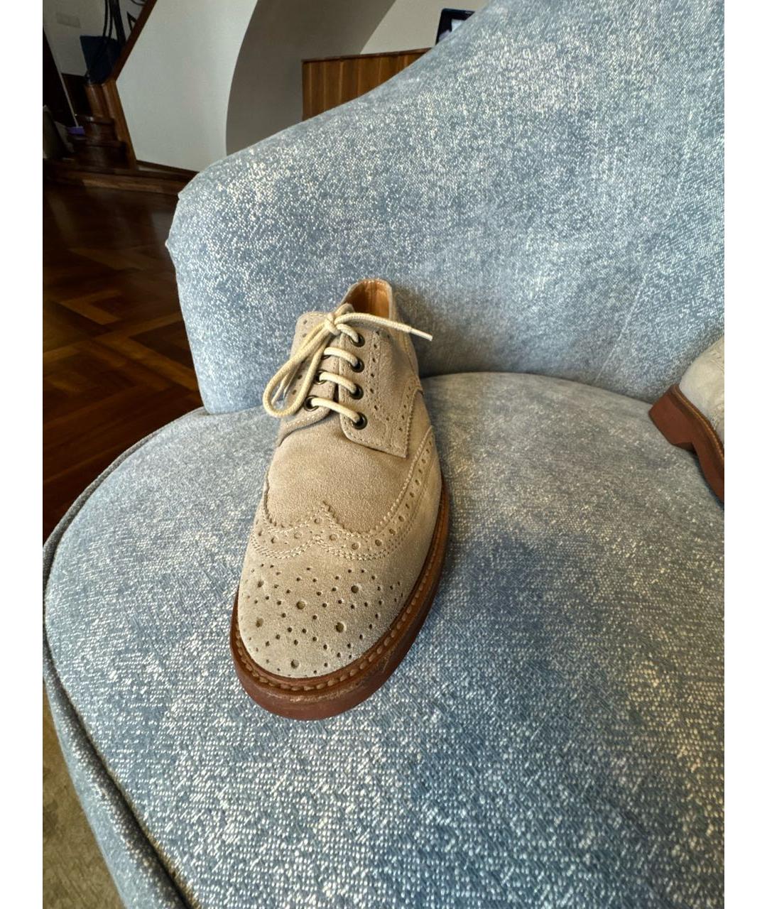 BRUNELLO CUCINELLI Бежевые замшевые лоферы, фото 5