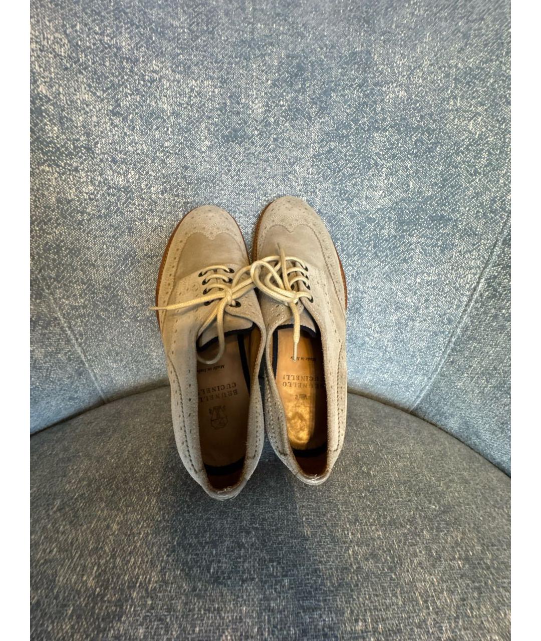 BRUNELLO CUCINELLI Бежевые замшевые лоферы, фото 3