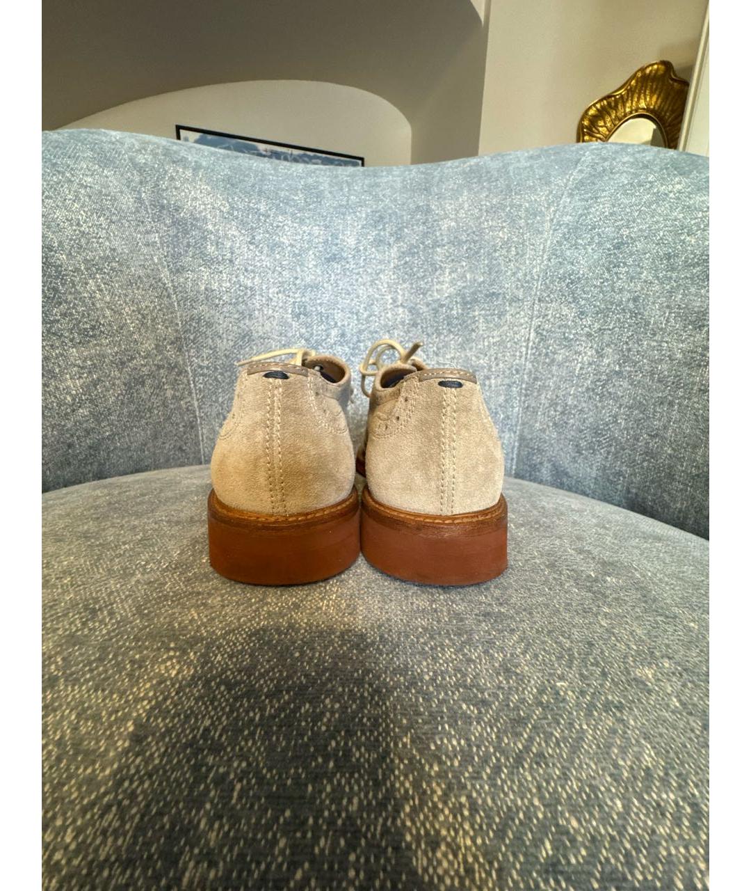 BRUNELLO CUCINELLI Бежевые замшевые лоферы, фото 4