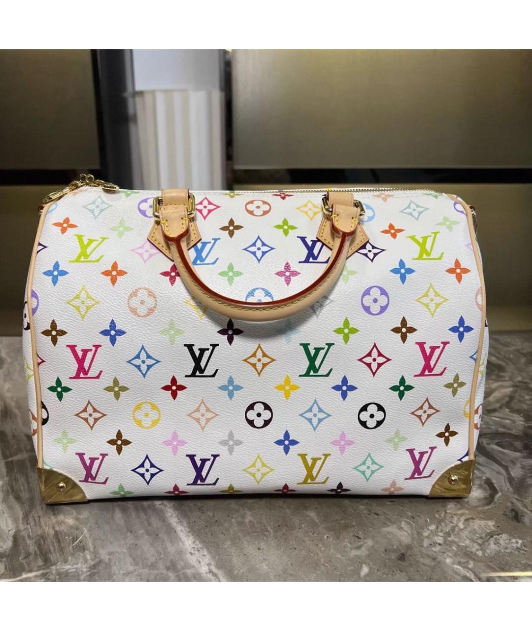 LOUIS VUITTON Белая кожаная сумка с короткими ручками, фото 3