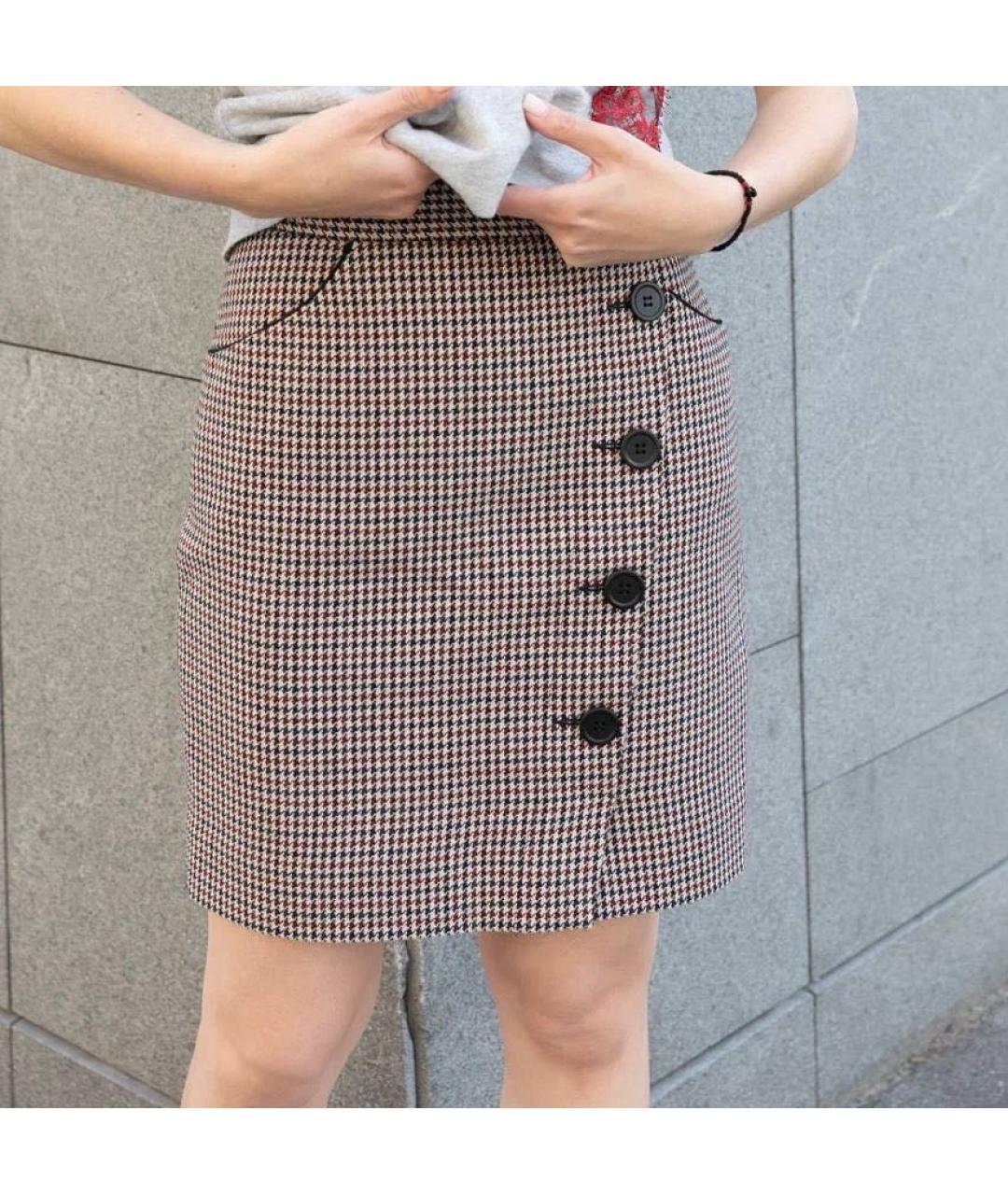 MAJE Мульти шерстяная юбка мини, фото 5