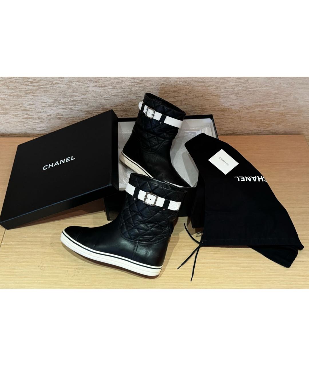 CHANEL Черные кожаные сапоги, фото 7