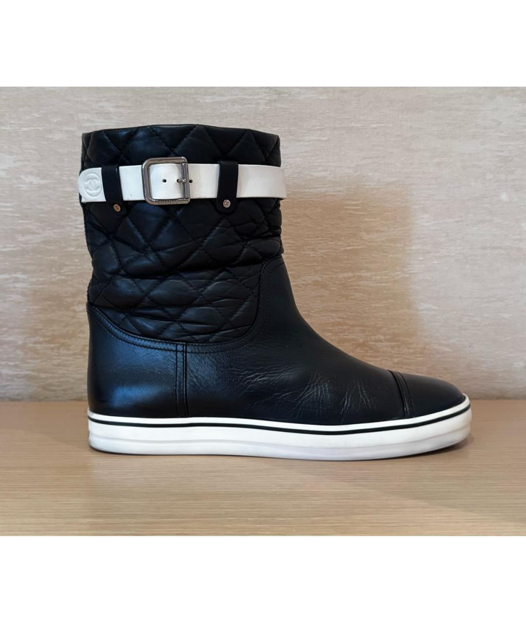 CHANEL Черные кожаные сапоги, фото 8