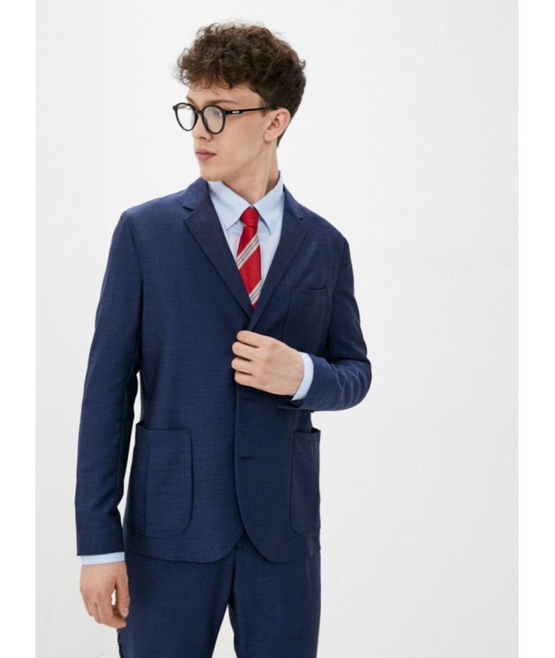 EMPORIO ARMANI Темно-синий шерстяной пиджак, фото 2