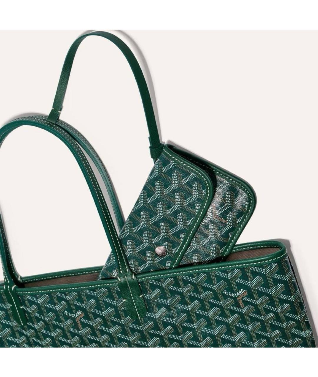 GOYARD Зеленая кожаная сумка тоут, фото 3