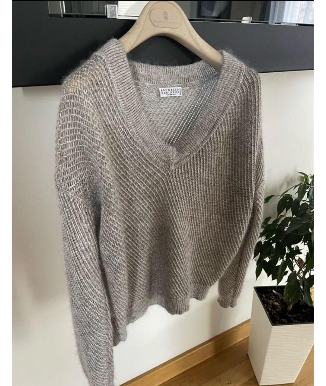 BRUNELLO CUCINELLI Серебрянный шерстяной джемпер / свитер, фото 2