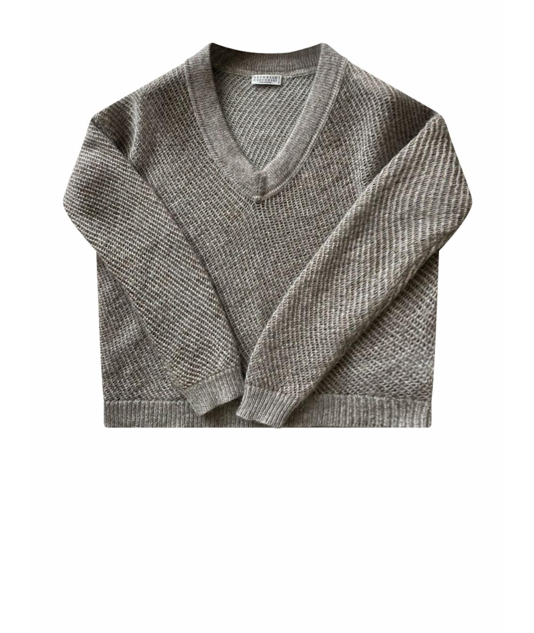BRUNELLO CUCINELLI Серебрянный шерстяной джемпер / свитер, фото 1