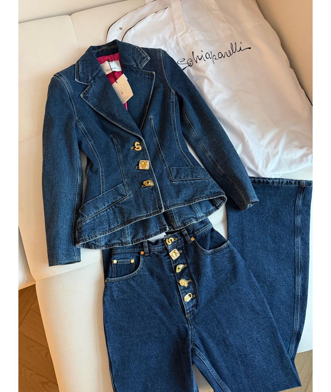 SCHIAPARELLI Темно-синий деним костюм с брюками, фото 7