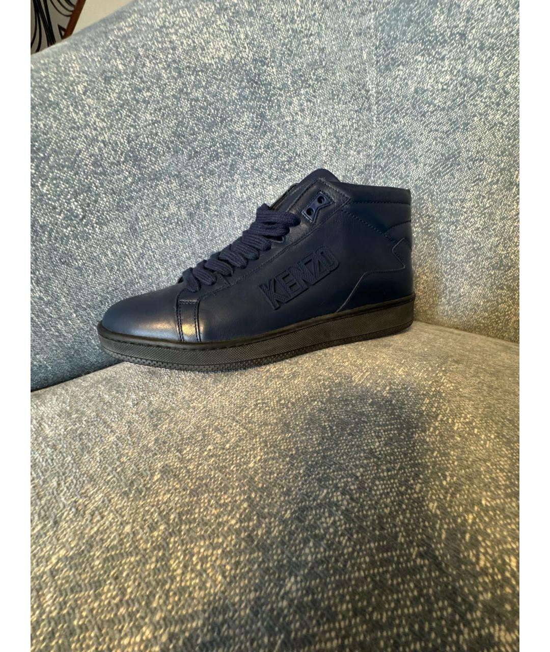 KENZO Темно-синие кожаные высокие ботинки, фото 7