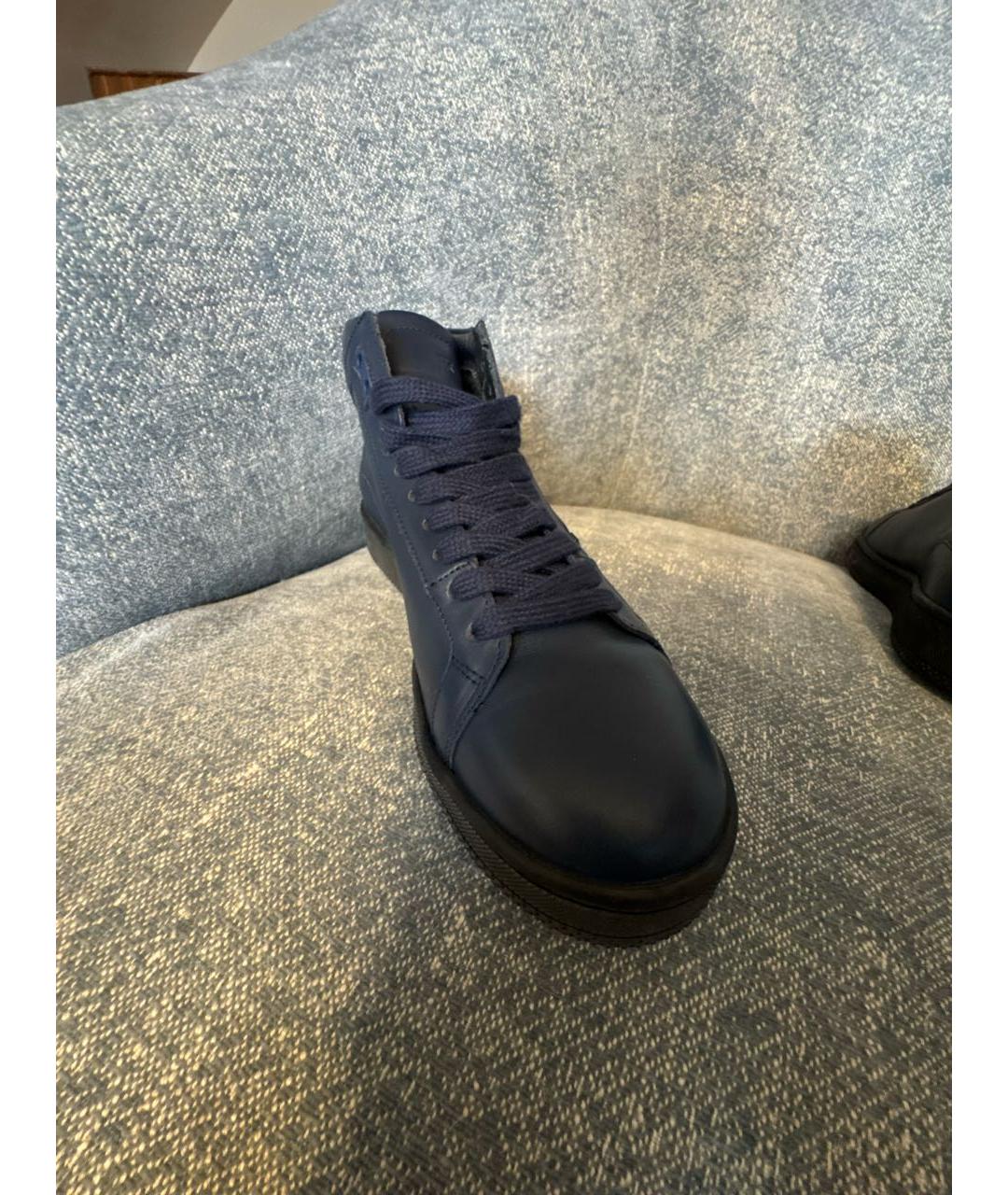 KENZO Темно-синие кожаные высокие ботинки, фото 6