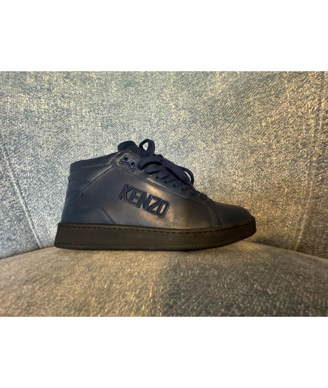 KENZO Темно-синие кожаные высокие ботинки, фото 9