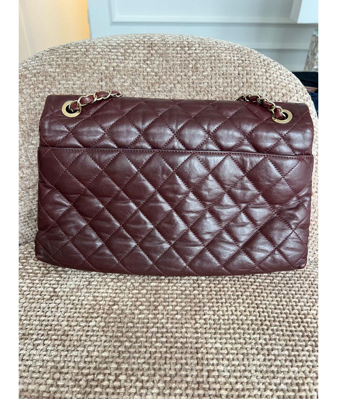 CHANEL Бордовая кожаная сумка через плечо, фото 3