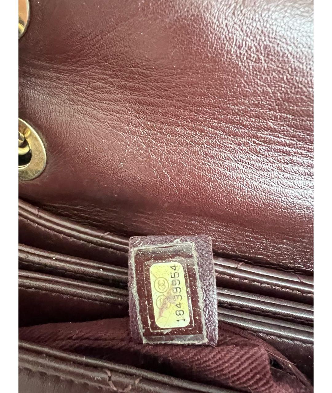 CHANEL Бордовая кожаная сумка через плечо, фото 4