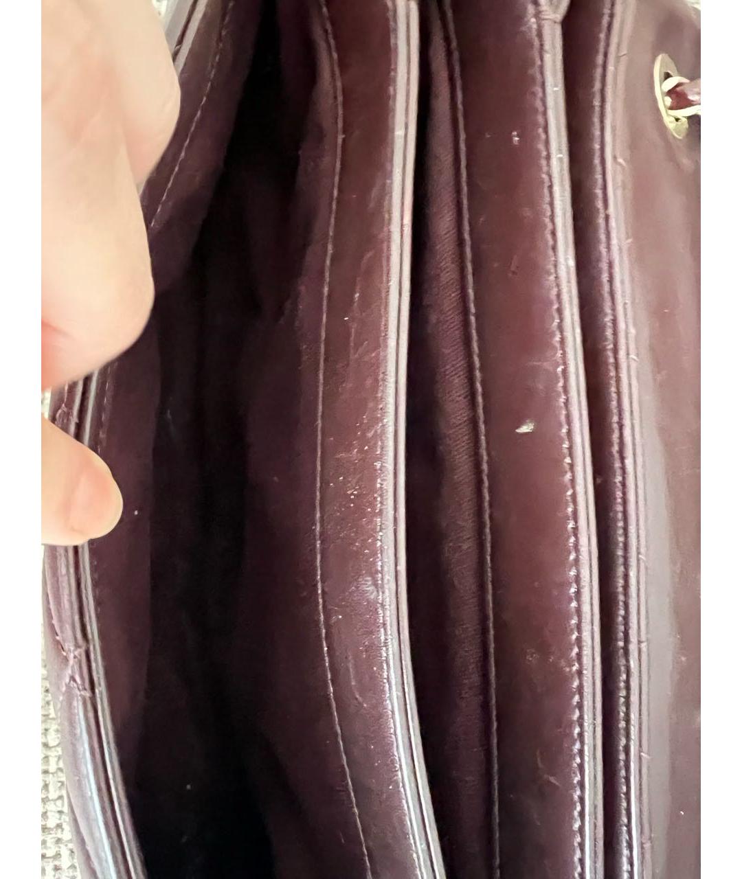 CHANEL Бордовая кожаная сумка через плечо, фото 5