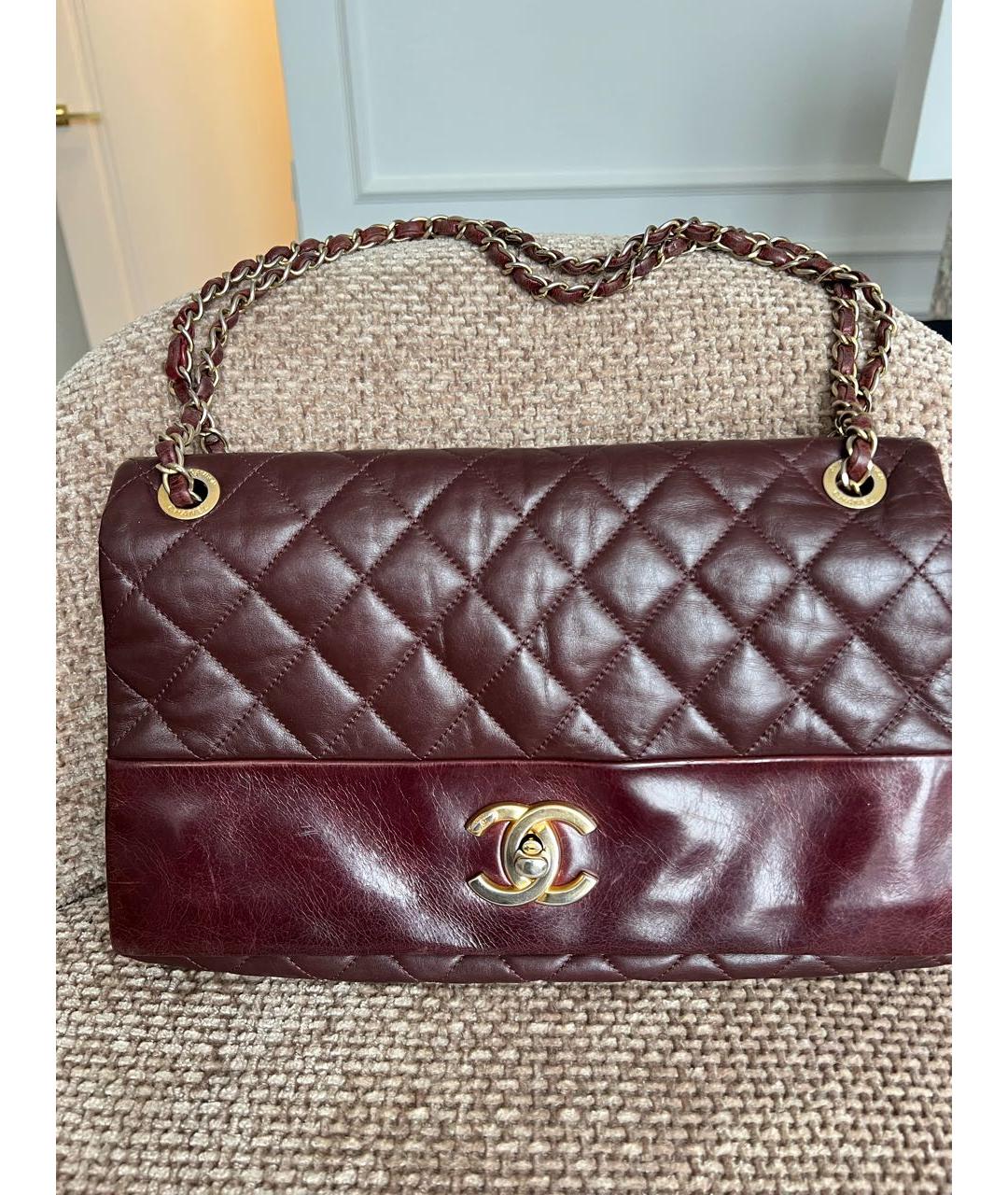 CHANEL Бордовая кожаная сумка через плечо, фото 8