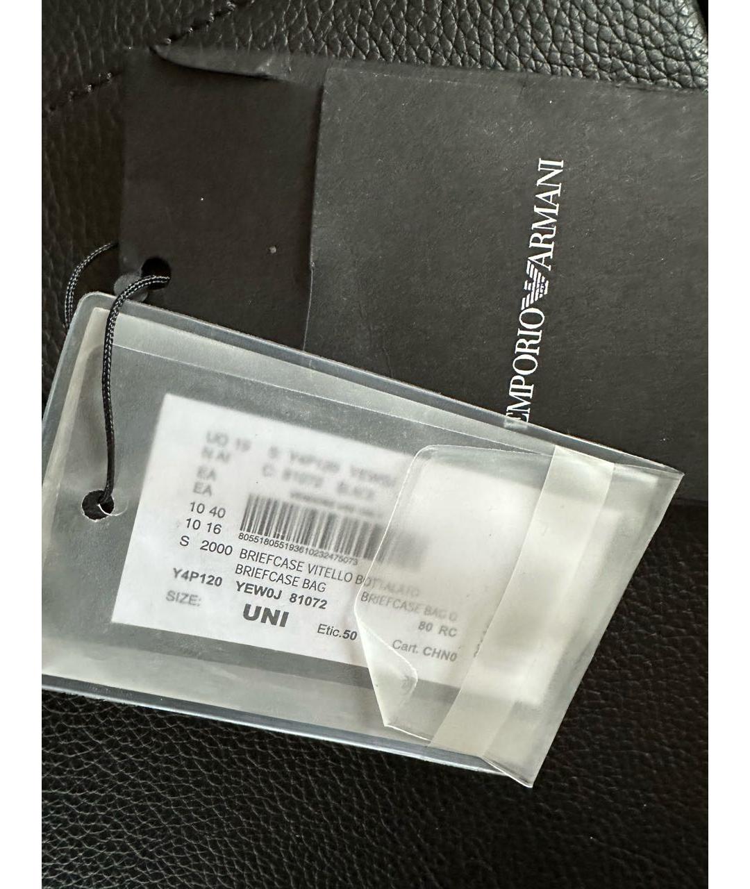 EMPORIO ARMANI Черный кожаный портфель, фото 3