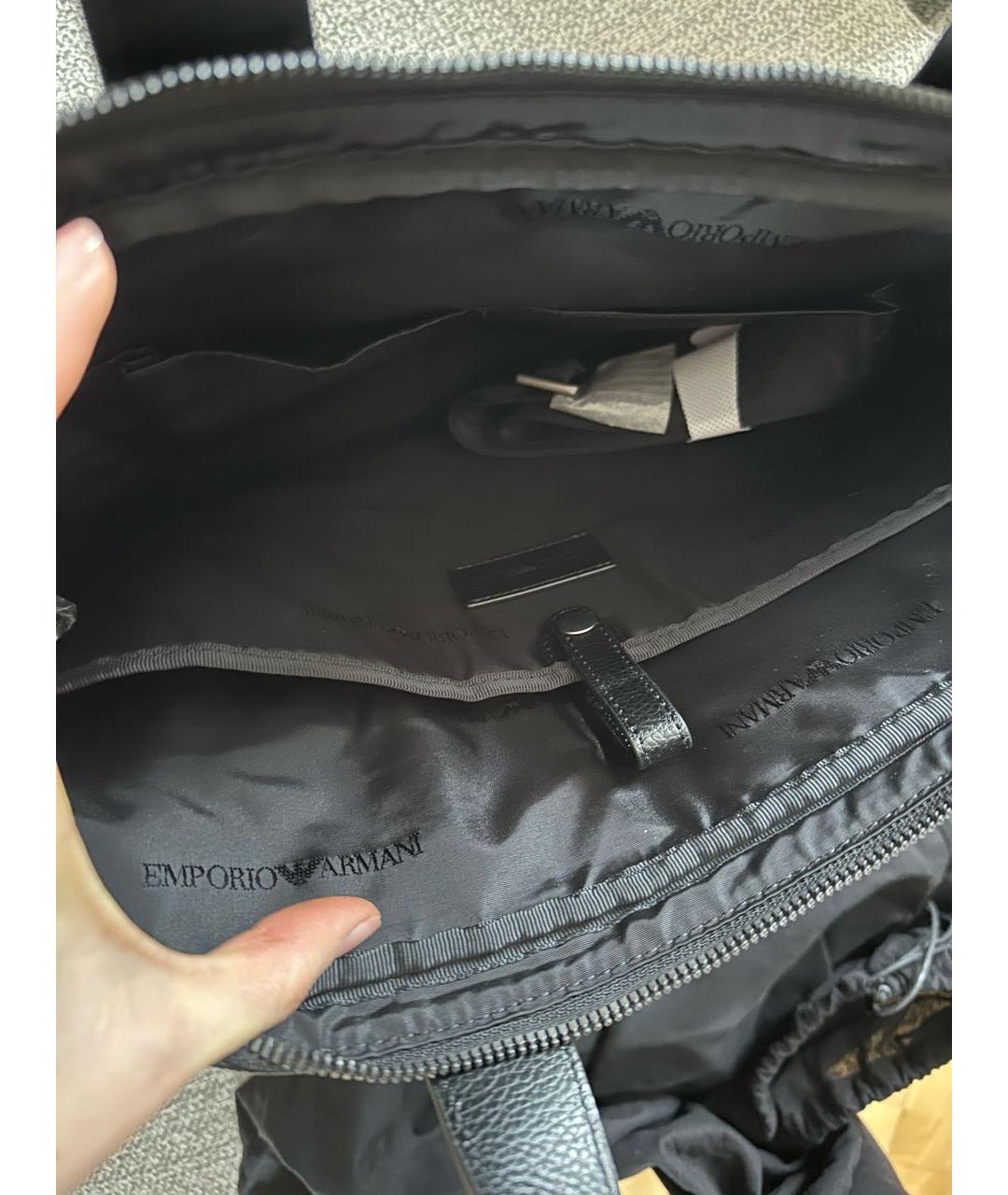 EMPORIO ARMANI Черный кожаный портфель, фото 5