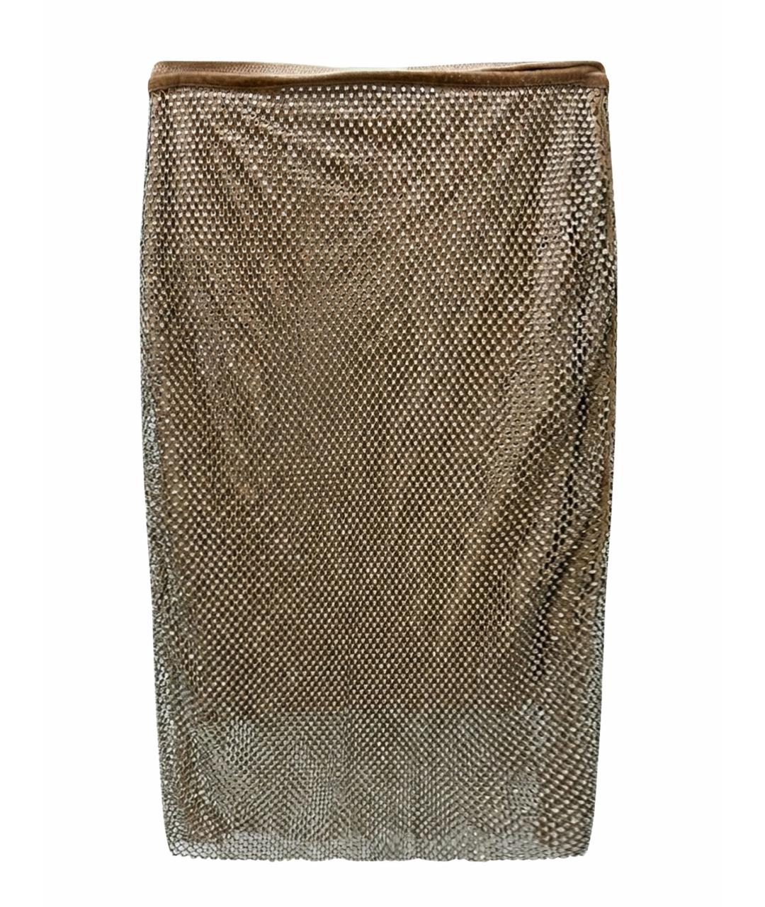 SPORTMAX Серебряная вискозная юбка миди, фото 1