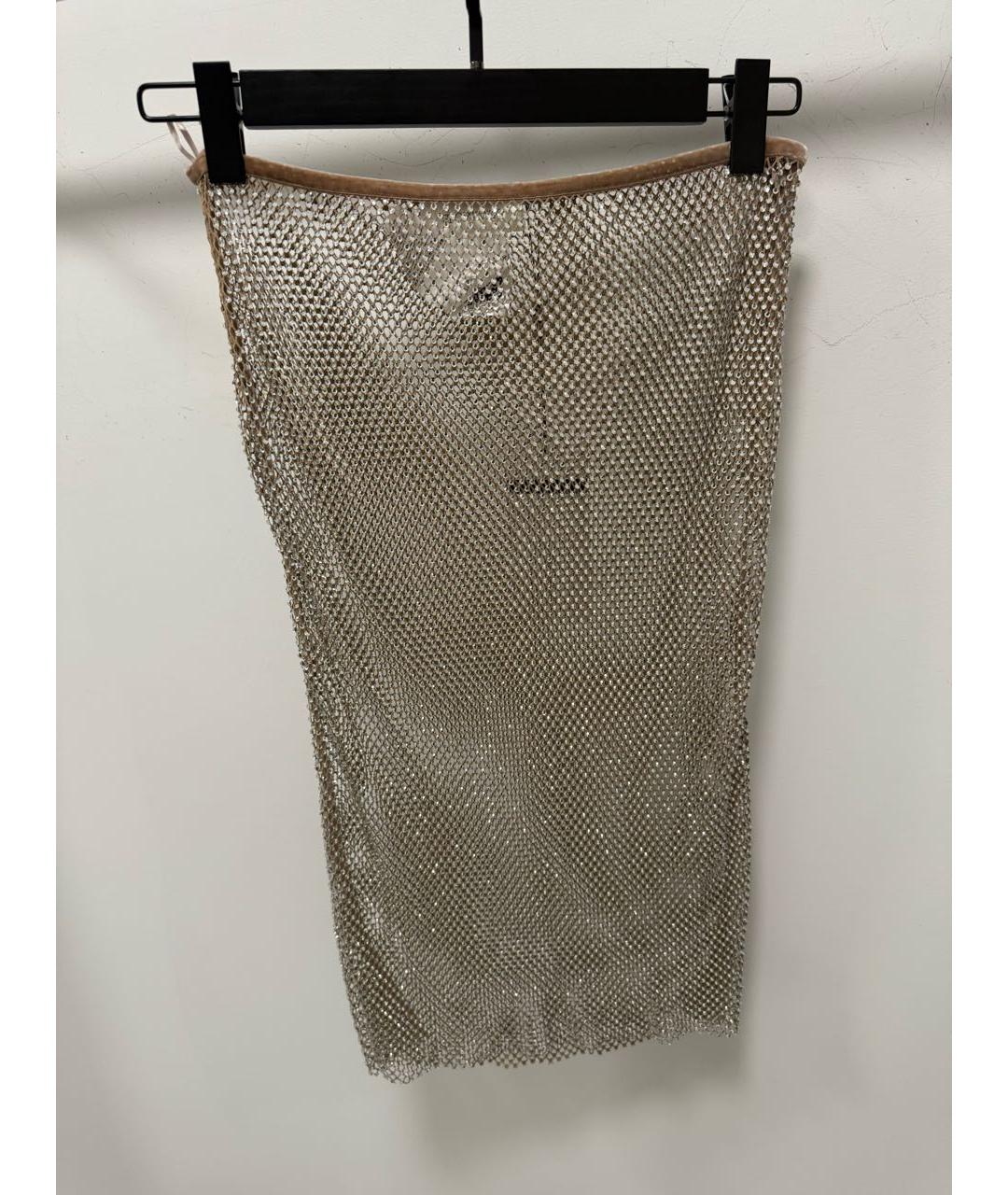 SPORTMAX Серебряная вискозная юбка миди, фото 4