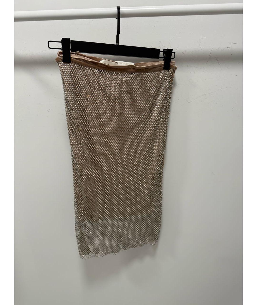SPORTMAX Серебряная вискозная юбка миди, фото 2