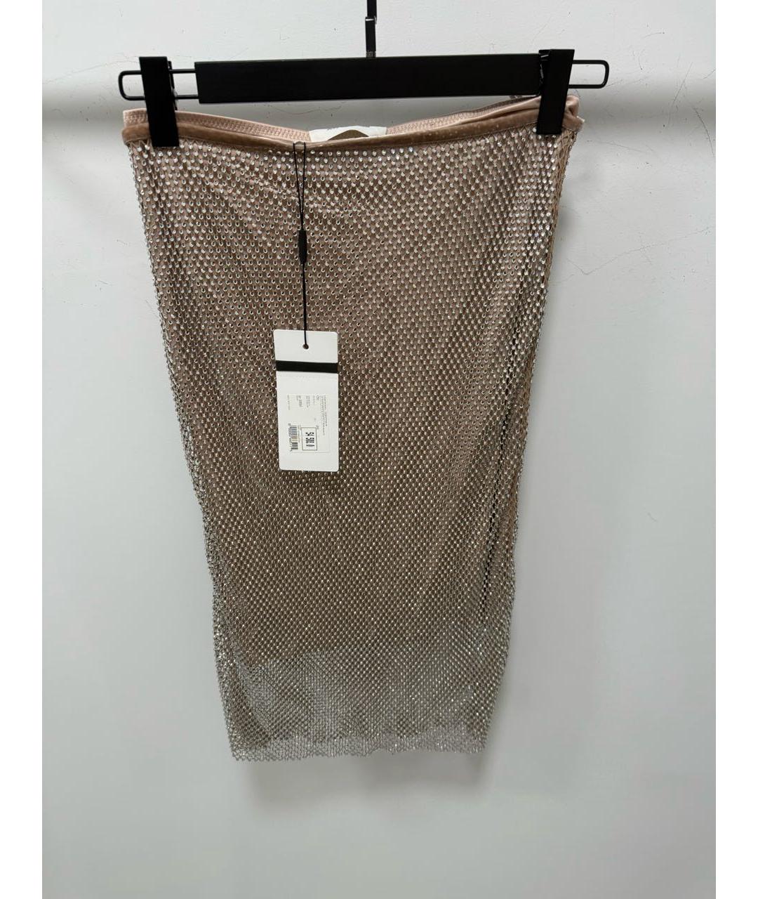 SPORTMAX Серебряная вискозная юбка миди, фото 8