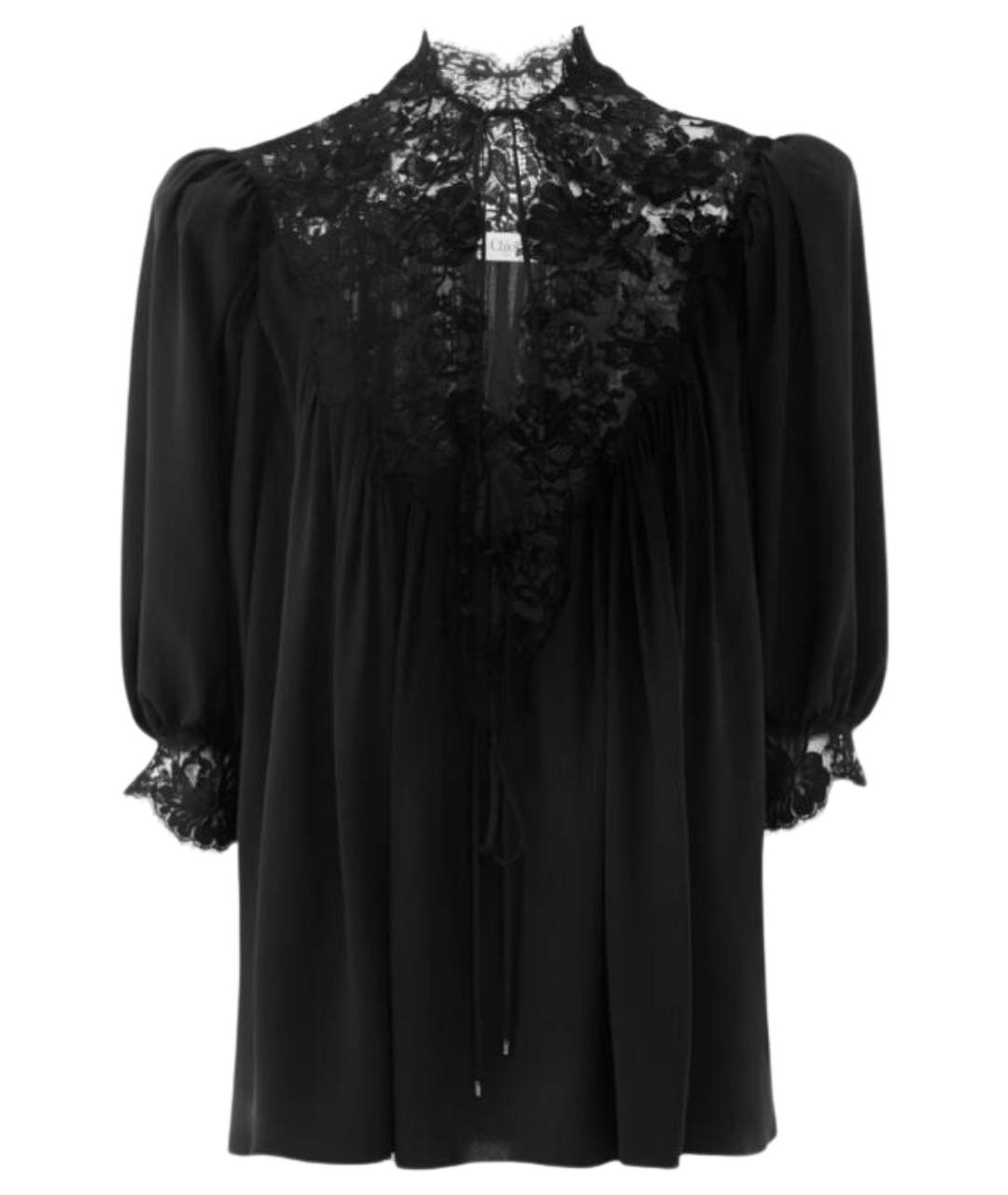 CHLOE Черная шелковая блузы, фото 1
