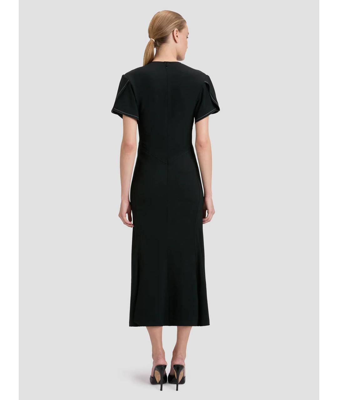 VICTORIA BECKHAM Черное ацетатное повседневное платье, фото 4