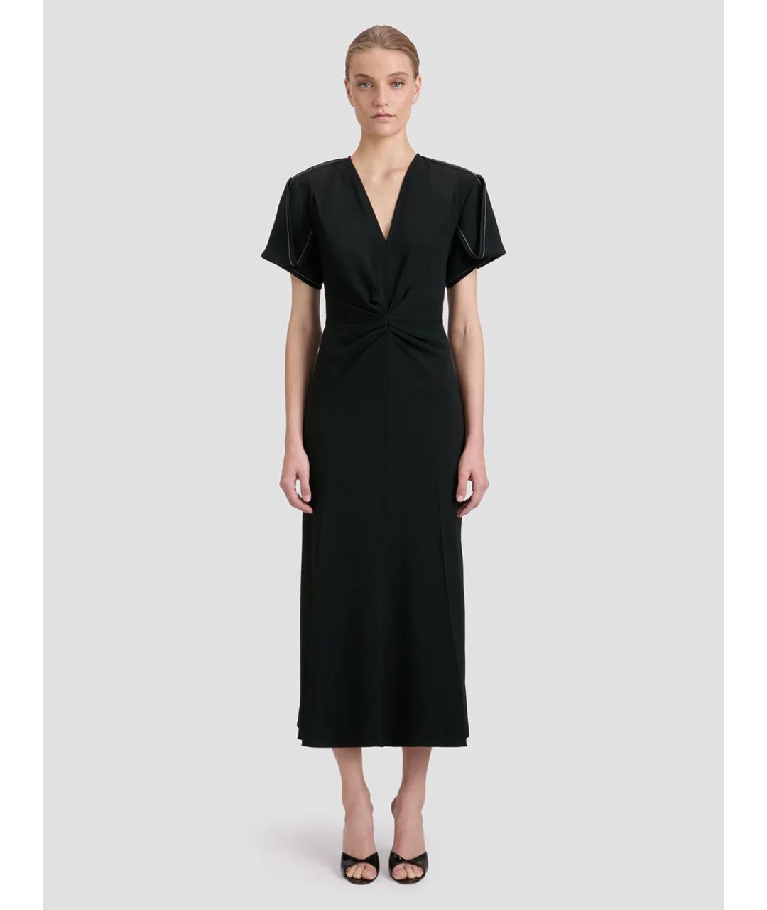 VICTORIA BECKHAM Черное ацетатное повседневное платье, фото 2