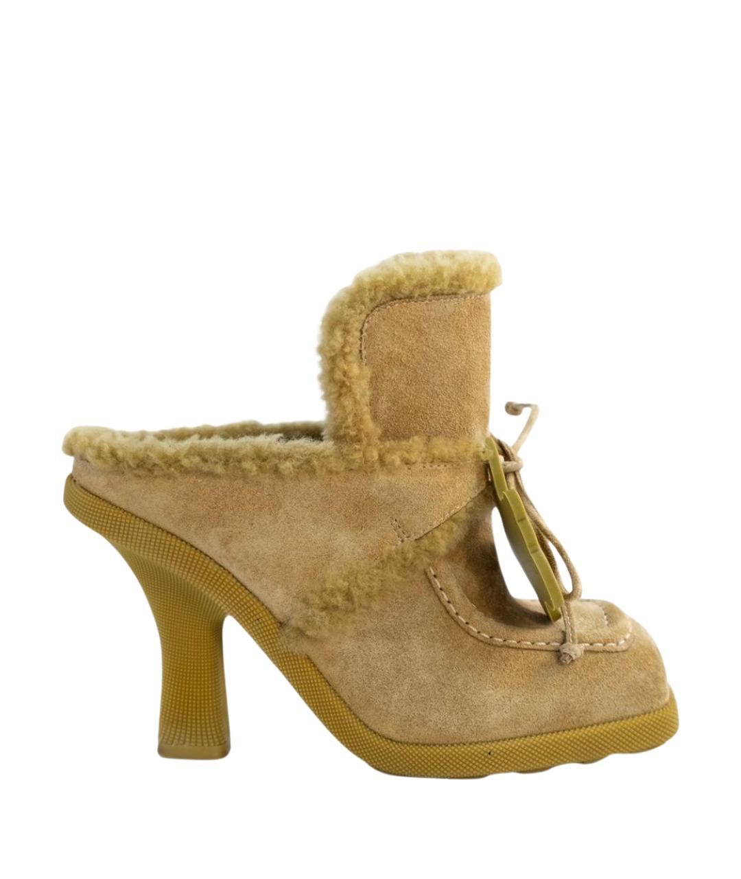 BURBERRY Горчичные замшевые мюли, фото 1