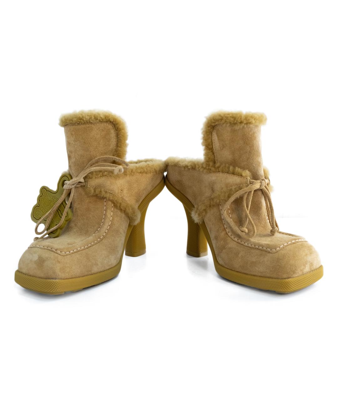 BURBERRY Горчичные замшевые мюли, фото 4