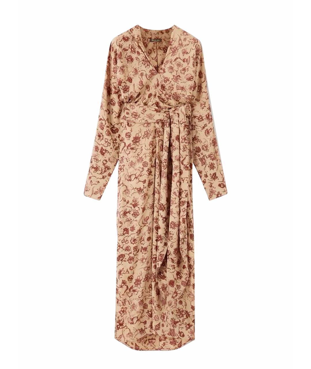 LORO PIANA Бежевое шелковое повседневное платье, фото 1