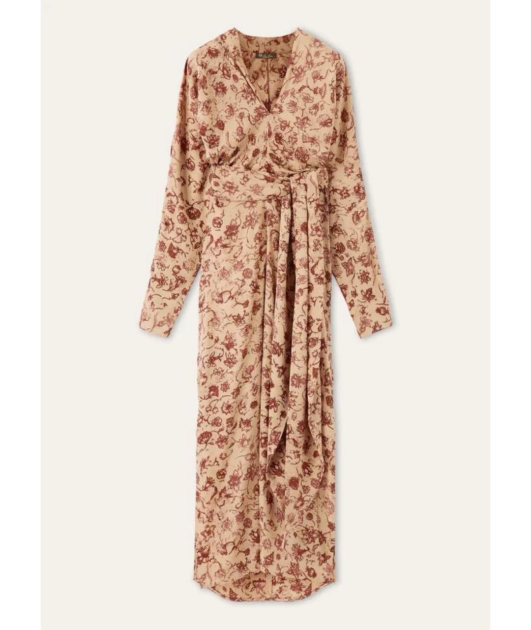 LORO PIANA Бежевое шелковое повседневное платье, фото 9