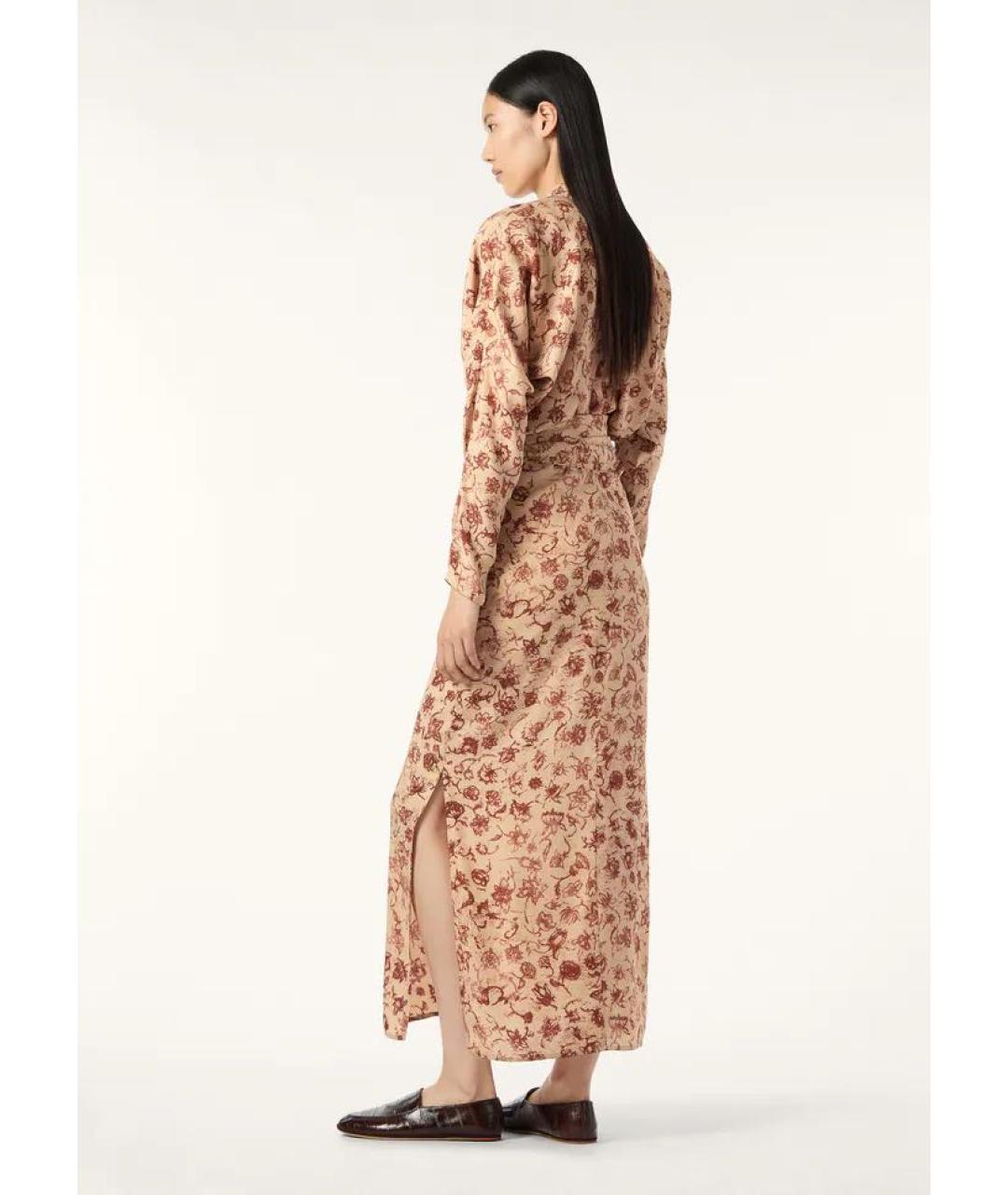 LORO PIANA Бежевое шелковое повседневное платье, фото 7