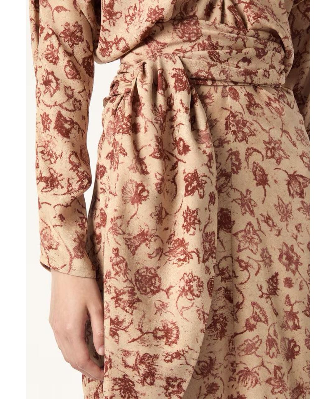 LORO PIANA Бежевое шелковое повседневное платье, фото 6