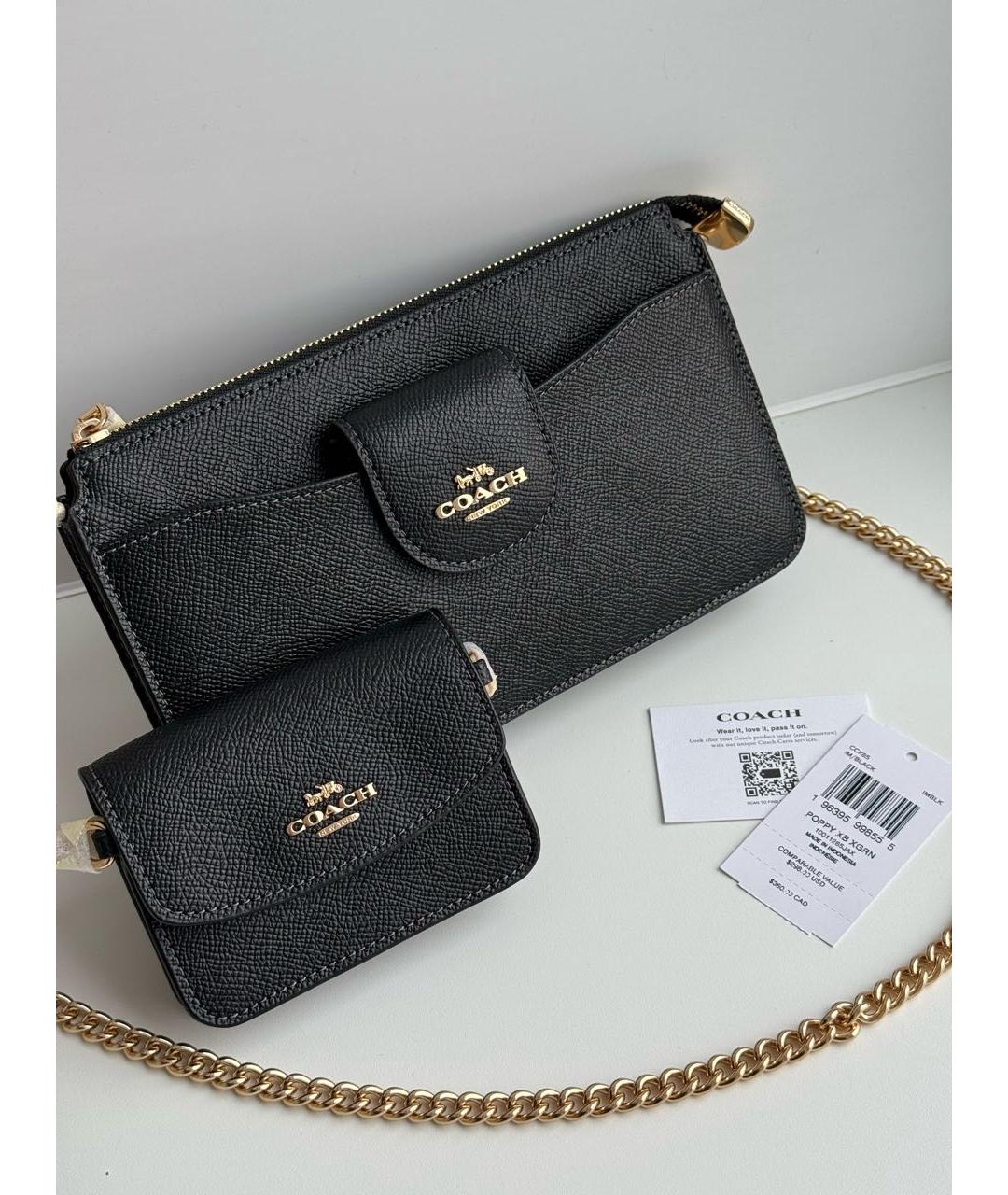 COACH Черная кожаная сумка через плечо, фото 2
