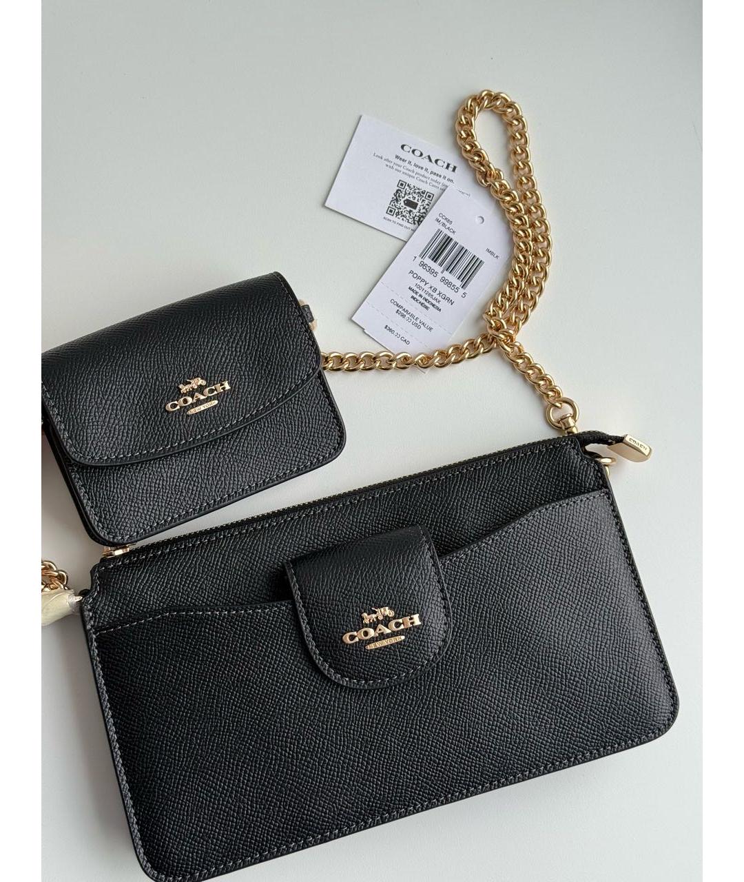 COACH Черная кожаная сумка через плечо, фото 5